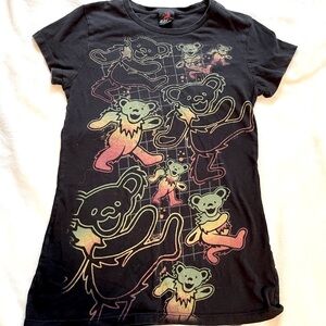 Grateful Dead Zion Rootswear Dancing Bears Neon Print Tee